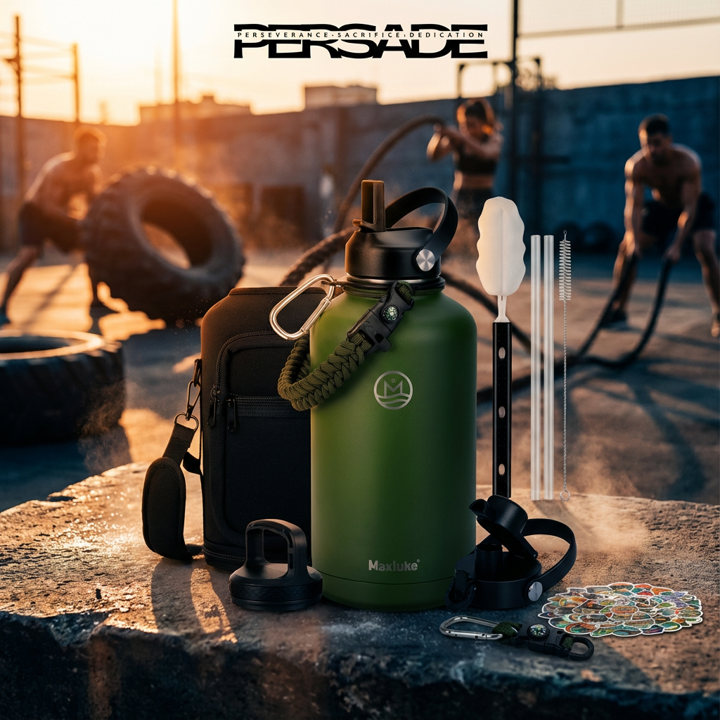 Maxluke 64 oz Insulated Water Bottle Stainless Steel11