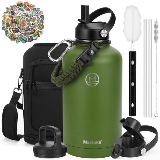 Maxluke 64 oz Insulated Water Bottle Stainless Steel 0.4